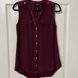 White House Black Market Burgundy Sleeveless Tunic Top Size XS EUC